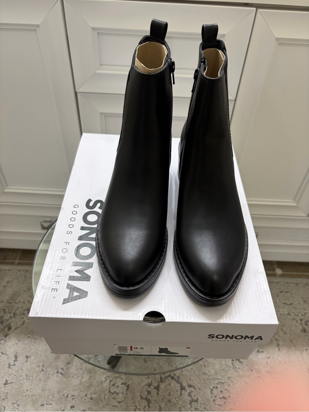 Sonoma Tasani Black Chelsea Ankle Booties Memory Foam Size 9.5